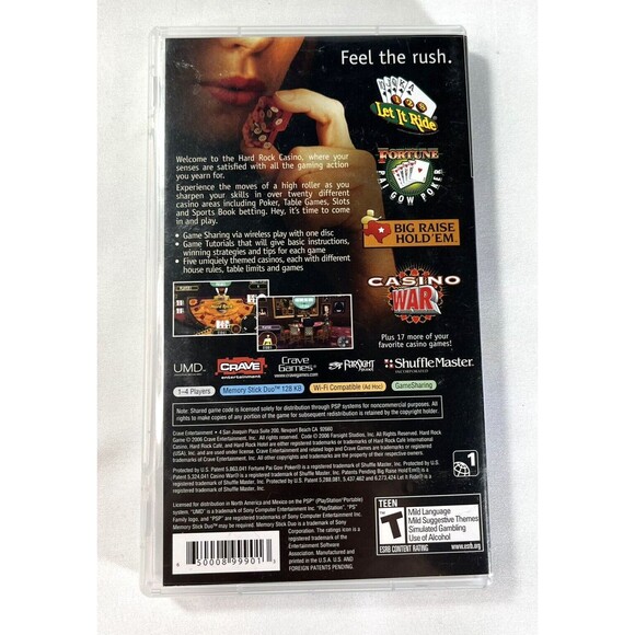 Hard Rock Casino Sony PSP 2007 PlayStation Portable Complete with Manual Tested - Picture 2 of 9
